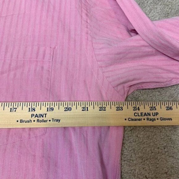 Ted Baker Mens Button Down Shirt Pink Stripe Spread Collar Pocket 16 1/2 32/33 - Picture 3 of 10